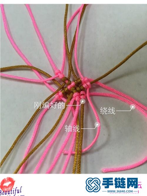 繩編粉色心形水晶耳環的制作步驟圖