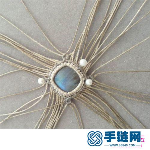 蠟線繩編綾花包石項鏈的詳細編制圖解