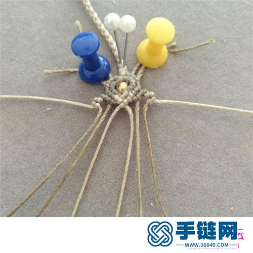 蠟線繩編綾花包石項鏈的詳細編制圖解