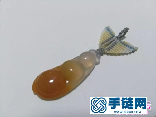 編繩銀翼清風(fēng)瑪瑙豆子吊墜的詳細(xì)編制圖解