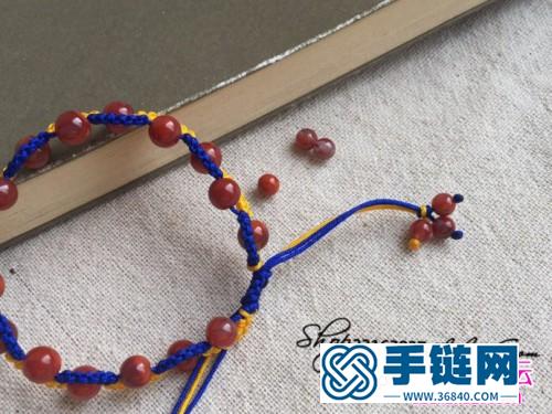 繩和瑪瑙珠編制雀頭結手繩教程