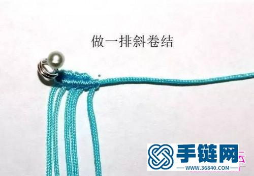 中國結編織斜卷結串珠旋轉耳飾圖解