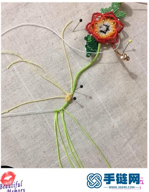 南美蠟線、金珠、銀珠花落枝頭胸針的詳細(xì)制作教程