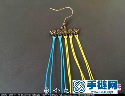 中國結(jié)編織雙色復(fù)古蠟線耳墜教程