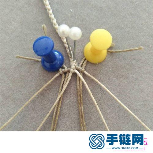 蠟線繩編綾花包石項鏈的詳細編制圖解