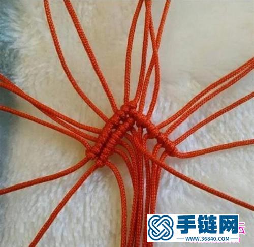 中國結編織十里桃花愛心紅繩手鏈教程