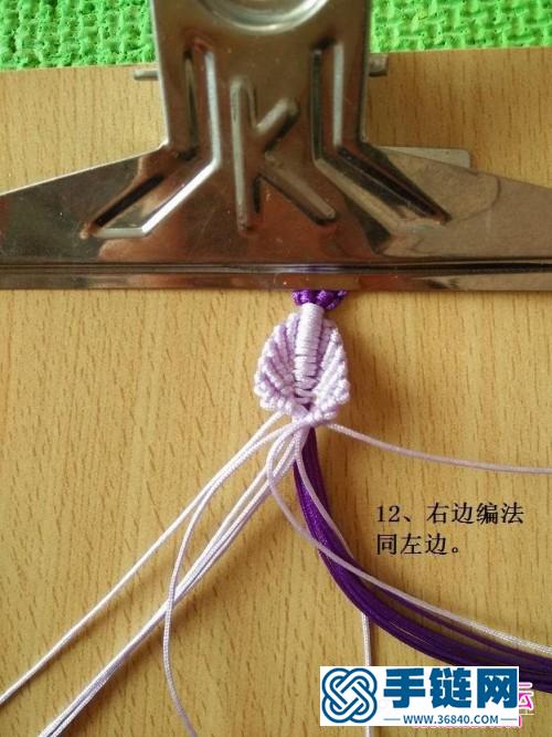 中國結斜卷結編織小樹葉手鏈的方法教程
