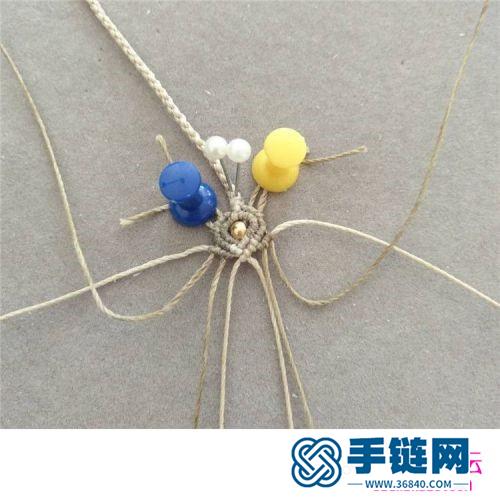 蠟線繩編綾花包石項鏈的詳細編制圖解