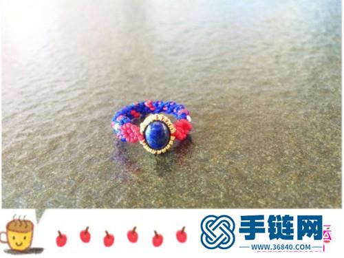 繩編青金石包石戒指的制作步驟圖