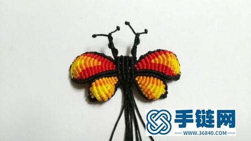 中國結編織制作的赤橙黃雙翅蝴蝶圖解