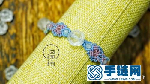 扁蠟線編水晶玫瑰花手繩的編制教程