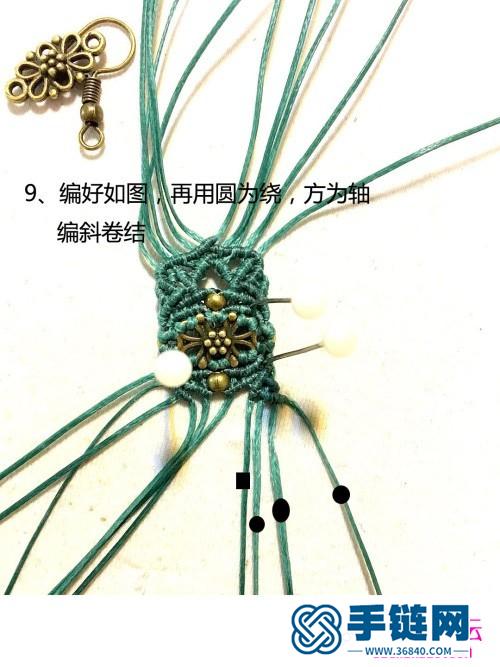 扁蠟線繩編古銅復古小花戒指的詳細編制圖解