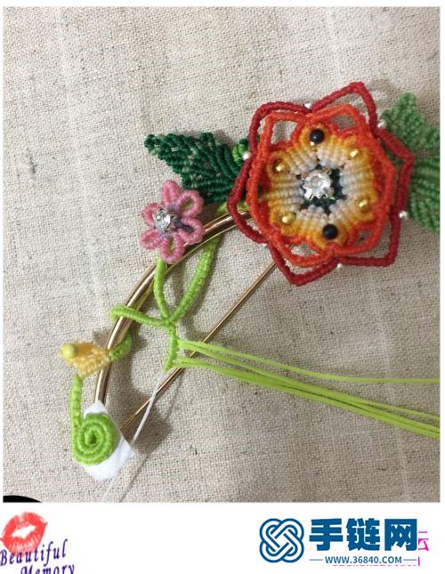 南美蠟線、金珠、銀珠花落枝頭胸針的詳細(xì)制作教程