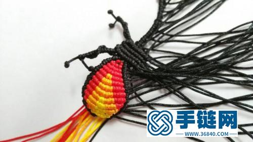 中國結編織制作的赤橙黃雙翅蝴蝶圖解