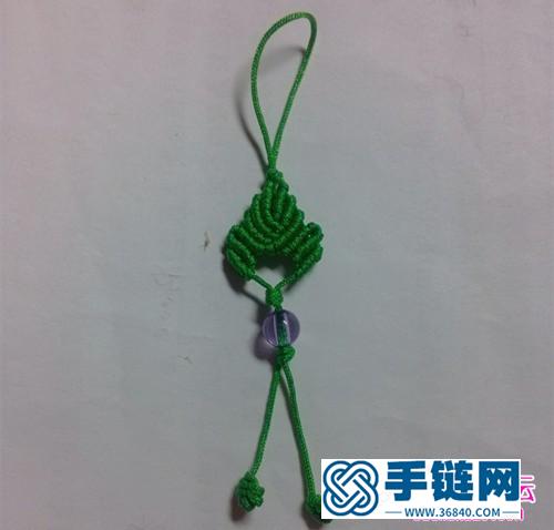 繩編小葉子手機掛件的制作教程