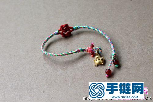 黃金吊墜彩色腳繩（手鏈）的編織教程