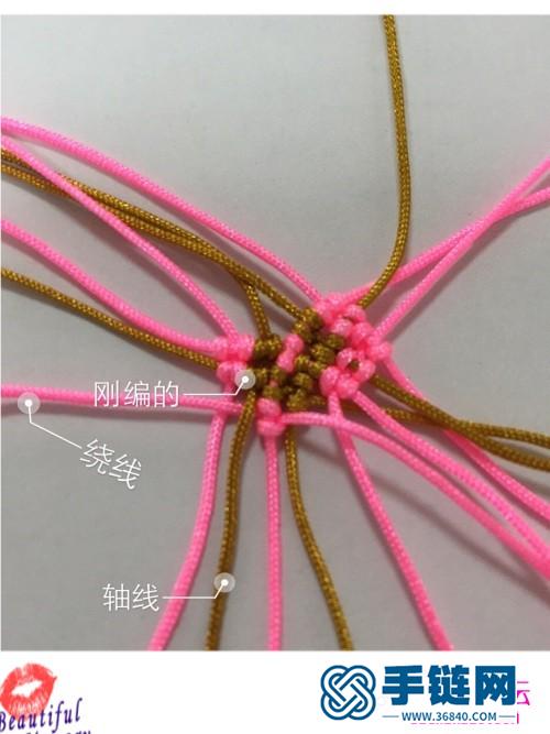 繩編粉色心形水晶耳環的制作步驟圖