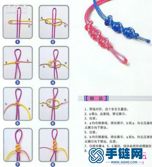 單向平結手鏈編法圖解