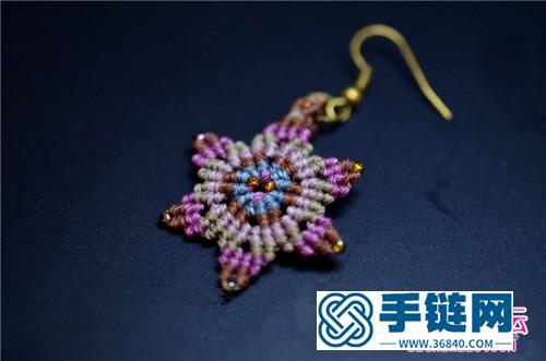 繩編七彩六角星耳環(huán)的制作方法