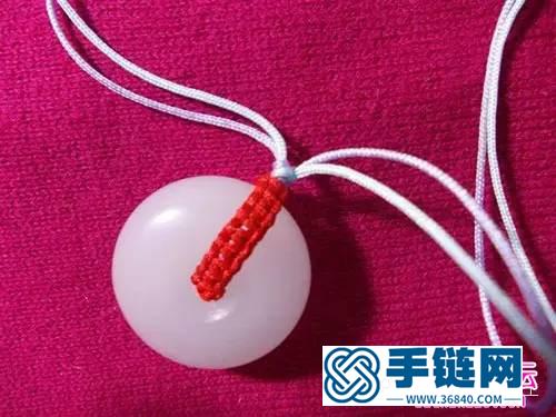 中國結編織紅繩白玉扣項鏈教程