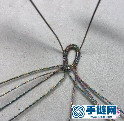 閃亮彩金線蠟繩繩編銀珠手鏈的編織教程