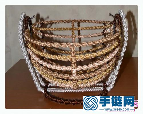 繩帶+鐵絲制作裝飾水果籃的方法