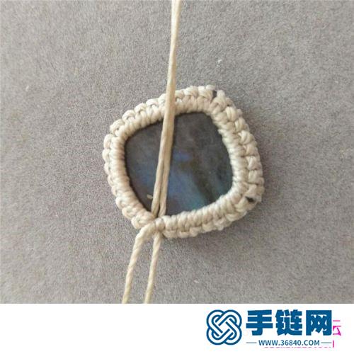 蠟線繩編綾花包石項鏈的詳細編制圖解