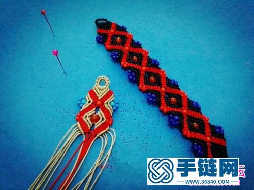 米珠黑紅串色手繩教程