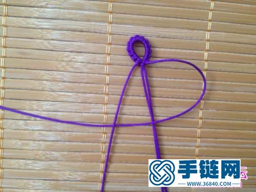 紫色的簡單中國結手鏈編法教程