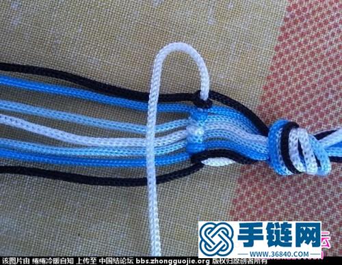 藍色的斜卷結手鏈編法步驟圖