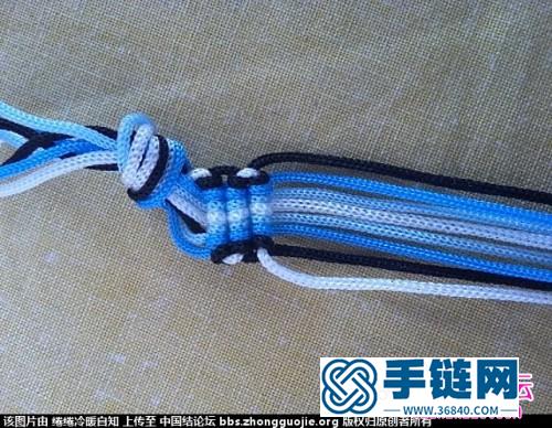 藍色的斜卷結手鏈編法步驟圖