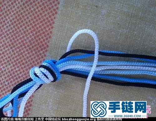藍色的斜卷結手鏈編法步驟圖