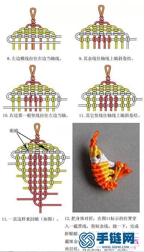 用斜卷結編小蝦的方法
