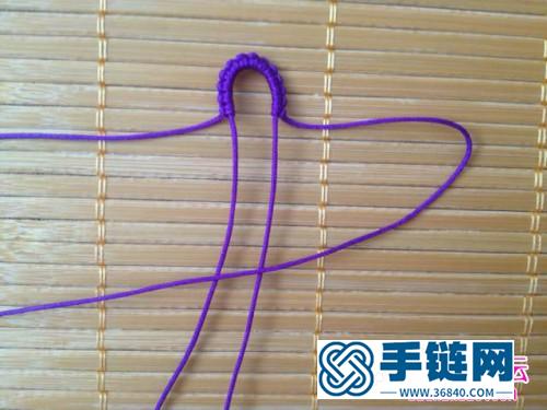 紫色的簡單中國結手鏈編法教程