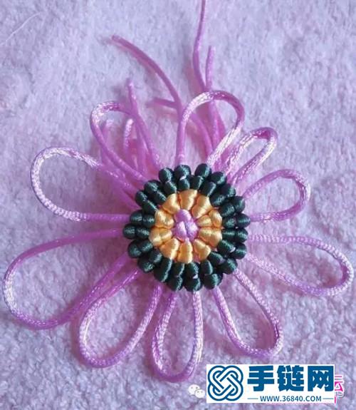 用斜卷結編一朵美麗的太陽花