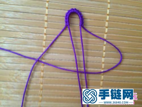 紫色的簡單中國結手鏈編法教程