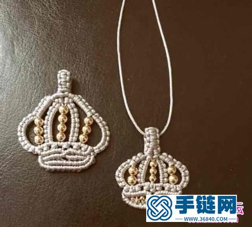 中國結(jié)編織皇冠造型的項鏈小掛飾圖解