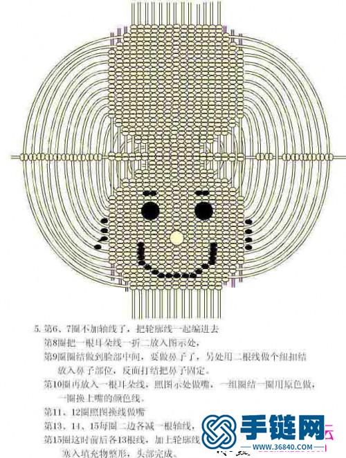 用斜圈結編陽光三毛玩具圖解