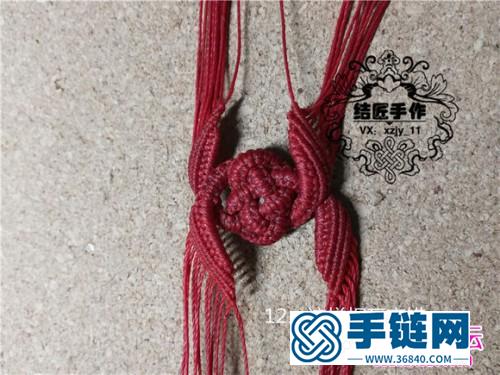 中國結編織本命年花朵紅繩手鐲教程