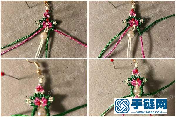 手工制作創意紅綠配編繩圣誕耳環 