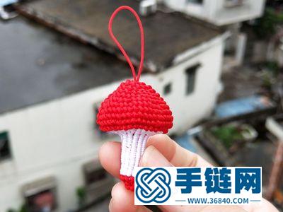 玉線手工編法小蘑菇掛件_如何簡單DIY編繩做可愛的鑰匙扣 