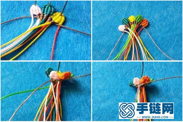 中國結耳釘的方法步驟_五色小花耳釘手工編織教程 