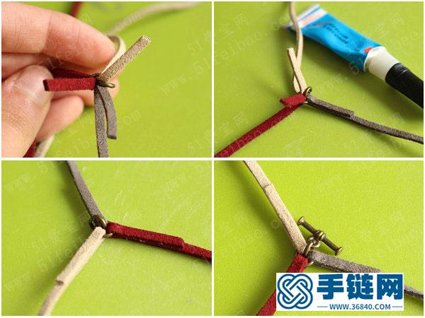 鹿皮繩編三色漂亮手繩 
