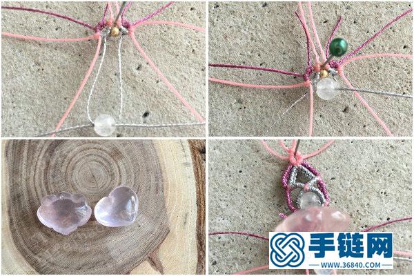 手工編織作品大氣_簡單DIY粉晶月光石如意耳環 