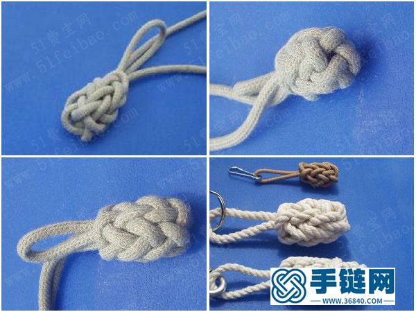 制作手工編織教程_簡單DIY繩編扣頭鑰匙掛件 