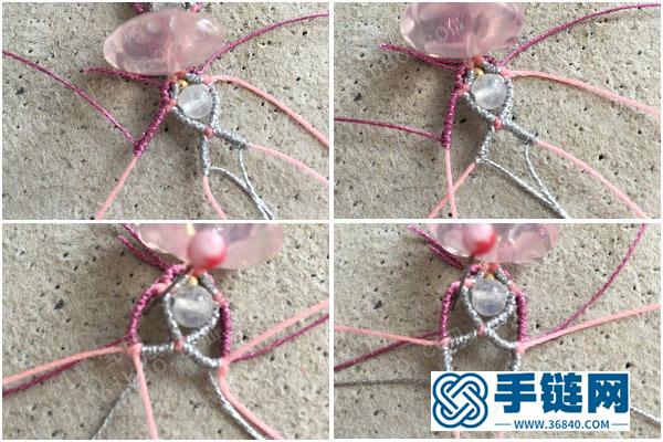 手工編織作品大氣_簡單DIY粉晶月光石如意耳環 