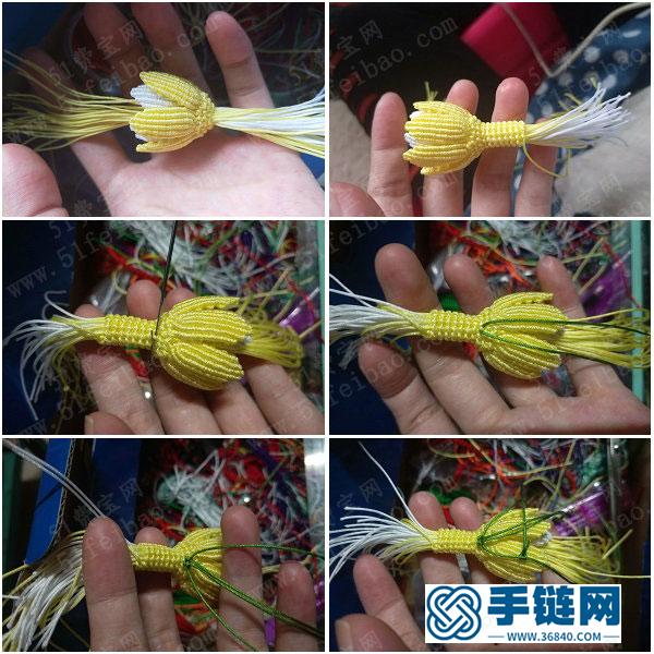 玉線編法創意_鉤針編繩迷你曇花掛件 
