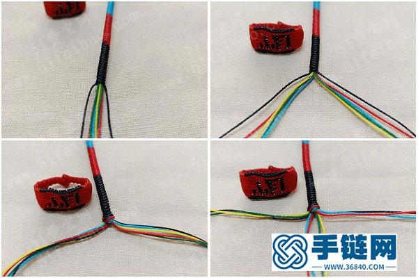 手工編織大全簡單DIY_怎么編法金剛結五色手繩腳繩 