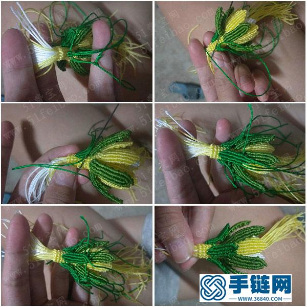 玉線編法創意_鉤針編繩迷你曇花掛件 