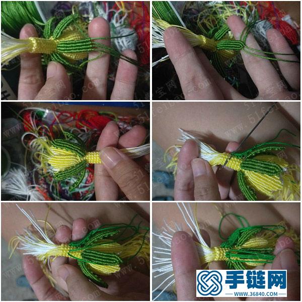 玉線編法創意_鉤針編繩迷你曇花掛件 